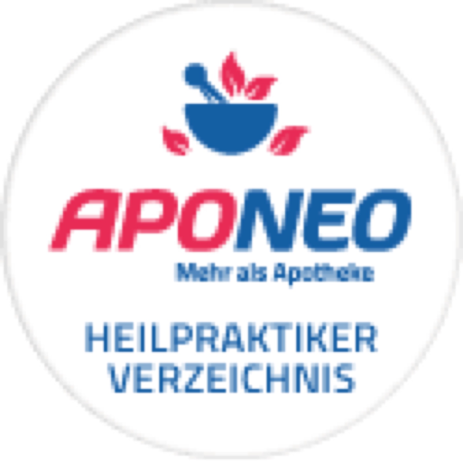 Pharmacy logo with a blue flower and a red pharmacy cart, below it the lettering 'APONEO' and the slogan 'Mehr als Apotheke' (more than a pharmacy)