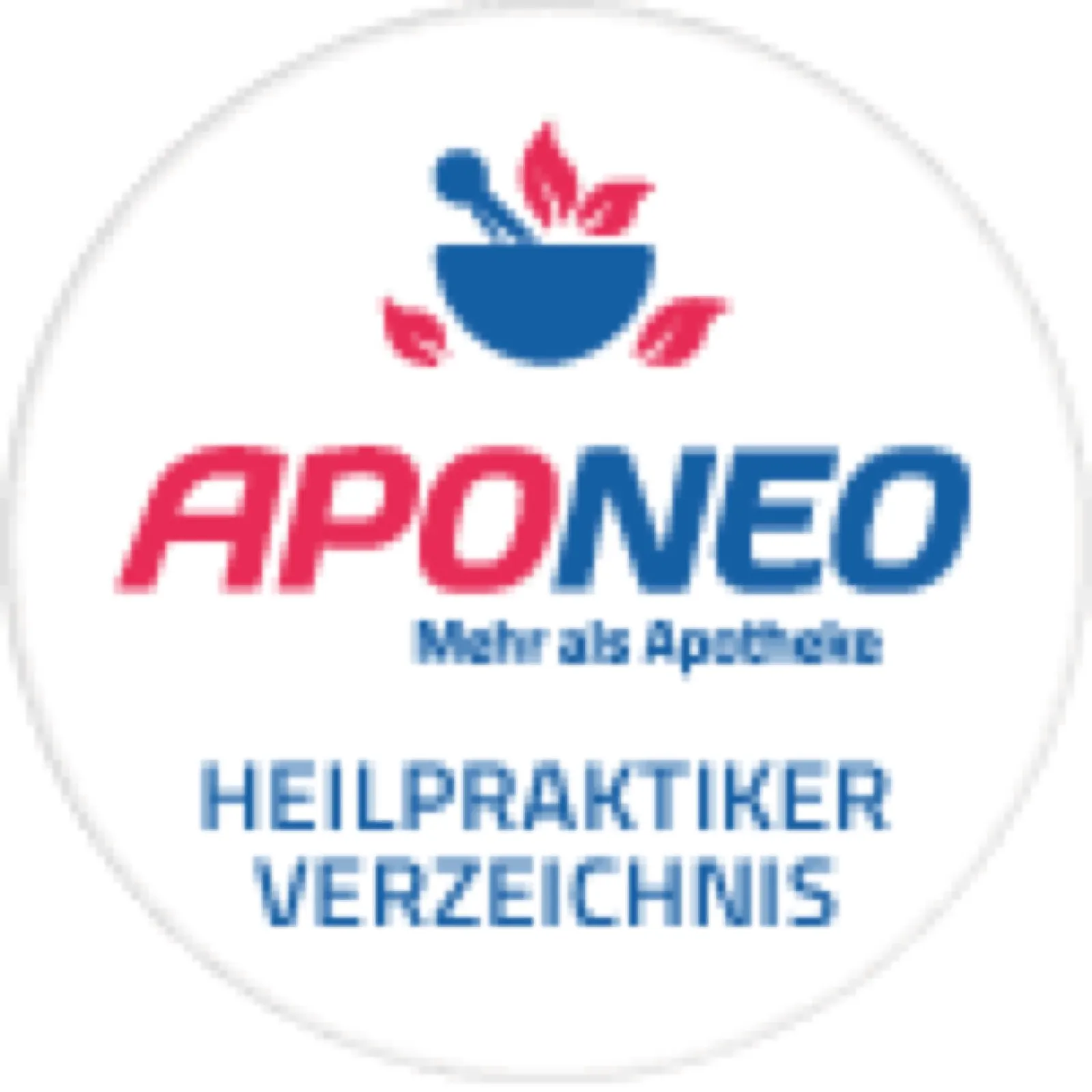 Apotheken-Logo mit blauer Blume und rotem Apothekenwagen, darunter die Schrift 'APONEO' und der Slogan 'Mehr als Apotheke'